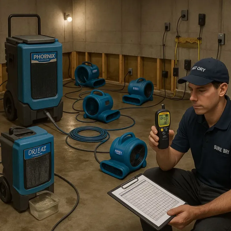 Structural Drying and Dehumidification process in Hitchcock, TX